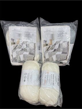 Annie's Crochet Stitch Sampler Afghan Yarn Lot of 6 Anti-Pilling 4 White 2 Gray